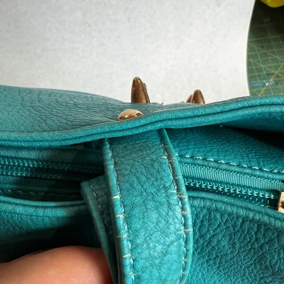 Teal Leather Tote with Studs - Picture 5 of 6